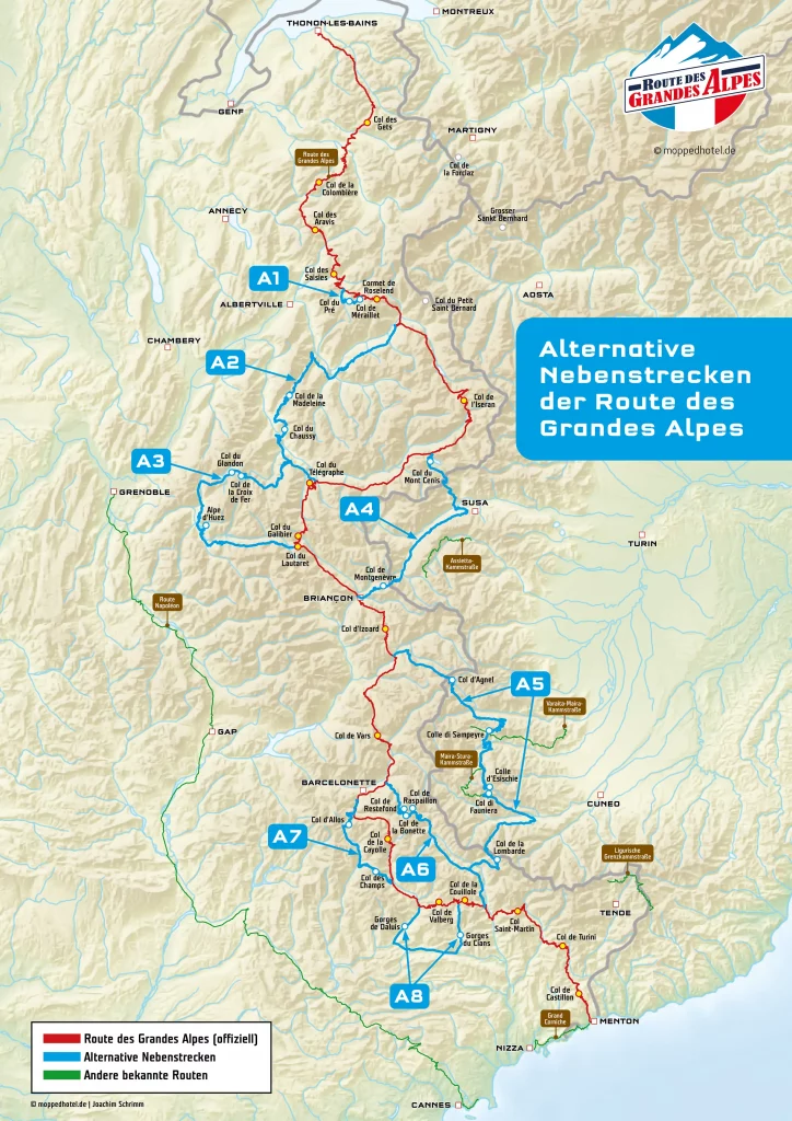 Alternative Nebenstrecken zur Route des Grandes Alpes